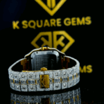 Santos De Cartier Rainbow Roman Dial Moissanite Diamond Watch Back View