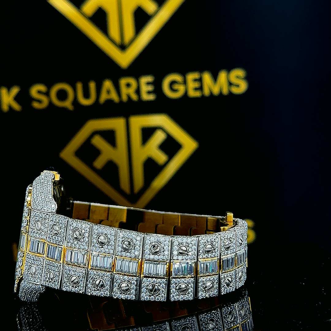 Santos De Cartier Rainbow Roman Dial Moissanite Diamond Watch Bracelat View