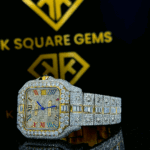 Santos De Cartier Rainbow Roman Dial Moissanite Diamond Watch Dial Close Up View