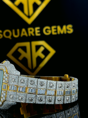Santos De Cartier Rainbow Roman Dial Moissanite Diamond Watch Left Side View