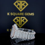 Skeleton Dial Cartier Santos Moissanite Diamond Watch Left Side View