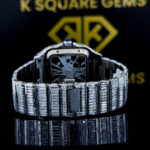 Snatos Skeleton Cartier Full Iced Out Moissanite Diamond Watch Back View