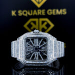 Cartier Santos Openwork Diamond Skeleton Dial Fully Iced Out Moissanite Watch