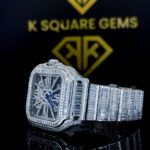 Snatos Skeleton Cartier Full Iced Out Moissanite Diamond Watch Left Profile View