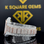 Two Tone Diamond Studded Cartier Moissanite Diamond Watch Left Side Bracelet View