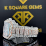 Two Tone Diamond Studded Cartier Moissanite Diamond Watch Left Side View