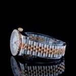 Two Tone Rolex Oyster Perpetual Moissanite Diamond Watch Left View