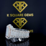 Left Side Strap View of Two Tone Rose Gold Cartier Moissanite Diamond Watch with Roman Dial