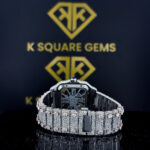 Two Tone Rose Gold Santos Skeleton Moissanite Diamond Watch Back Side View