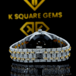 AP Royal Oak Arabic Numerals Iced Pave Diamond Dial Two Tone Yellow Gold Moissanite Watch
