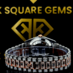 Rolex Day-Date Arabic Markers Full Diamond Dial Two Tone Rose Gold Moissanite Watch