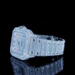 VVS Moissanite Cartier Rainbow Dial Iced Out Watch Left View
