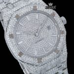 AP Diamond Markers Fully Bust Down Moissanite Diamond Watch Close Up Dial View