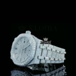 AP Full Iced Out Moissanite Diamond Watch Black Stick Marker Left Profile View