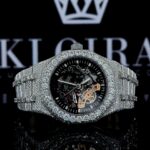 AP Black Skeleton Dial Full Iced Out Natural Diamond Watch