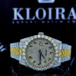 Arabic Dial Two Tone Yellow Gold Fully Iced Out Moissanite Watch