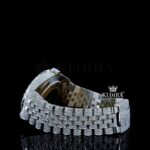 Arabic Numerals White Dial Fully Iced Out Moissanite Watch Cross Back View