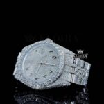 Arabic Numerals White Dial Fully Iced Out Moissanite Watch