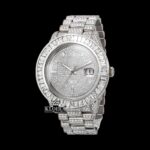 Baguette Bezel Diamond Markers Fully Iced Moissanite Diamond Watch