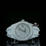 Baguette Diamond Markers White Dial Fully Iced Out AP Moissanite Watch
