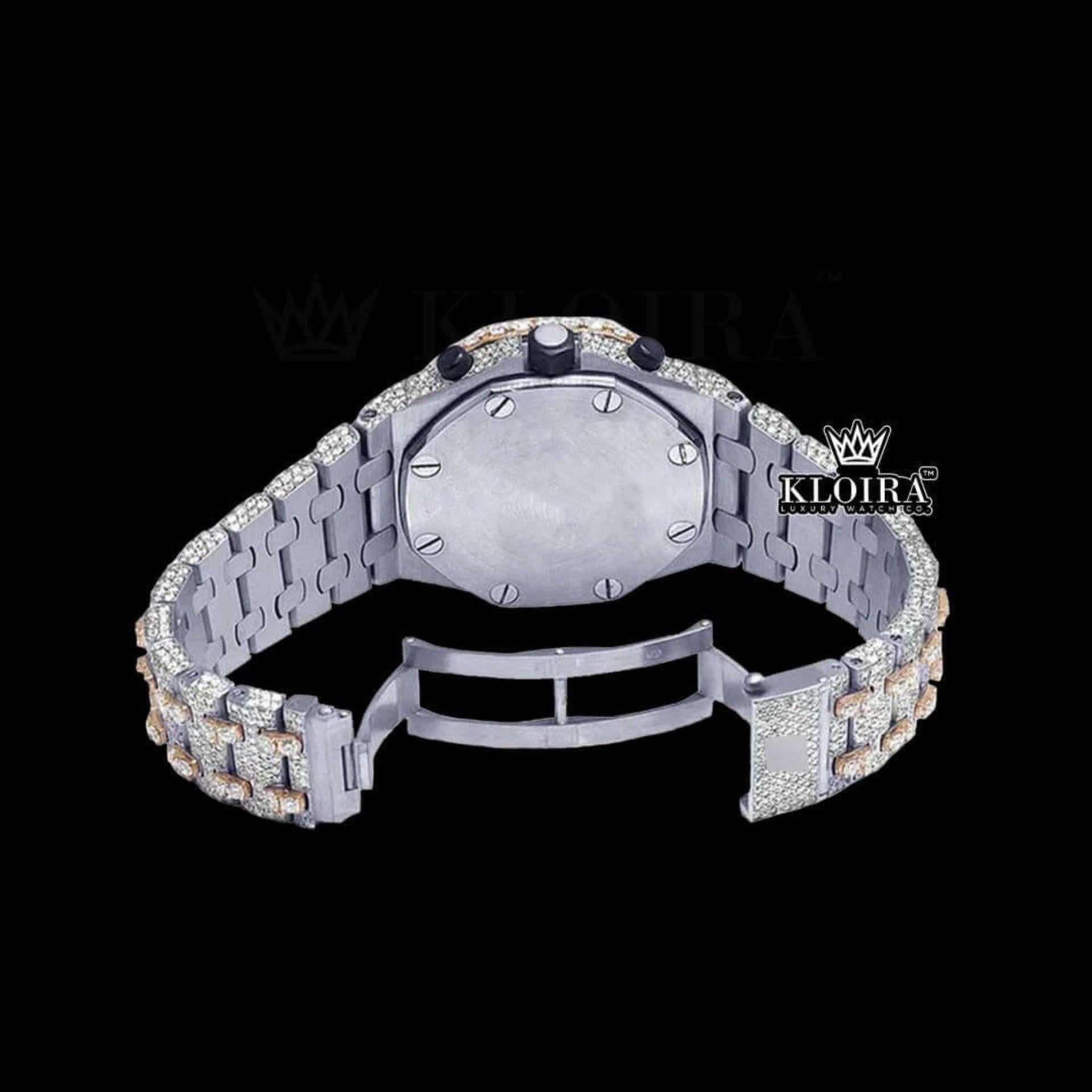 Beige Dial Bust Down AP Chronograph Moissanite Diamond Watch Caseback View