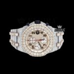 Beige Dial Bust Down AP Chronograph Moissanite Diamond Watch