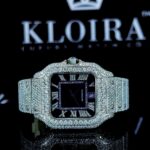 Roman Numerals Purple Dial Fully Iced Out Moissanite Diamond Watch