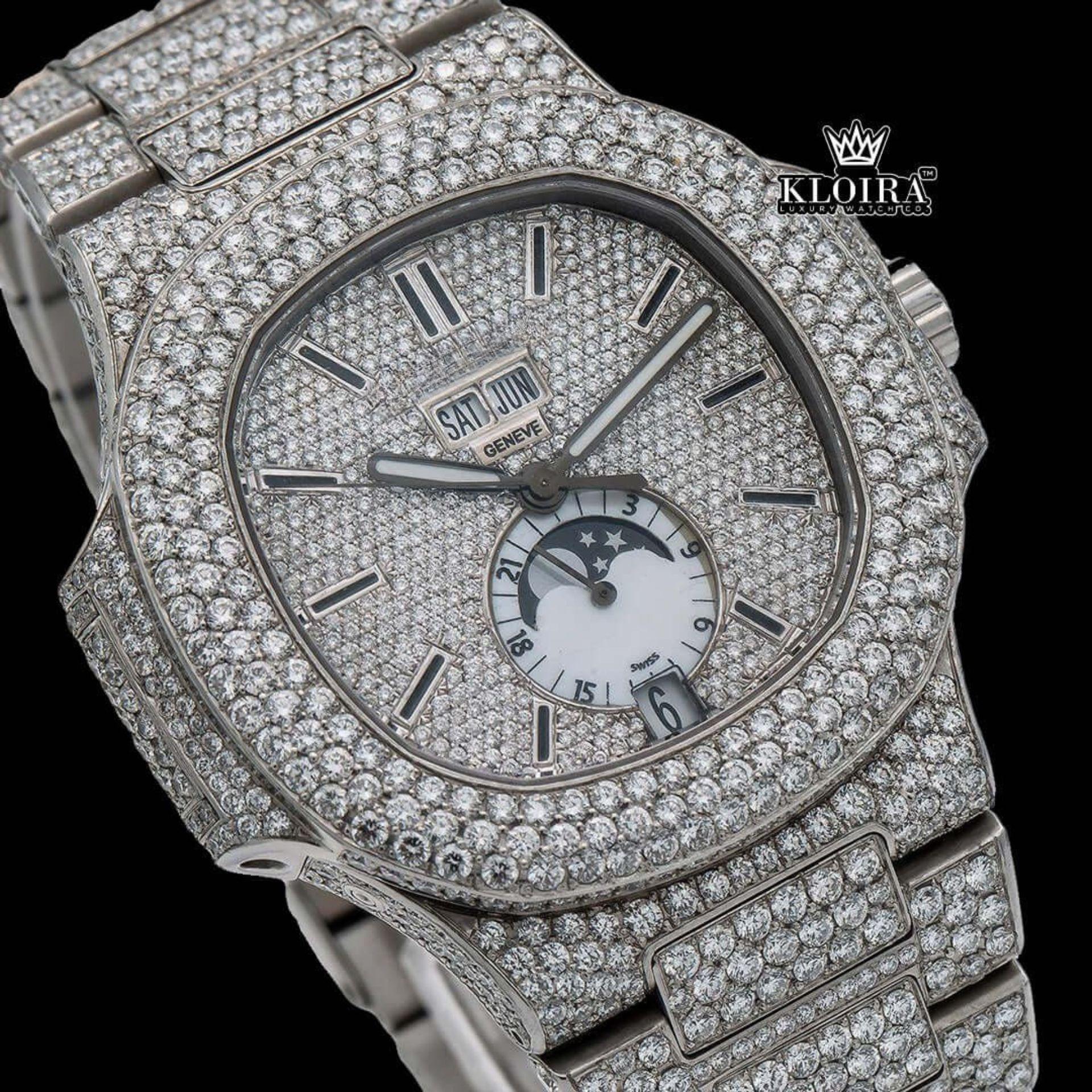 Best Patek Philippe Moissanite Watch Front Face Close Up View