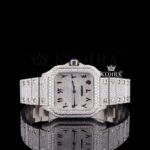Black Arabic Numerals Bust Down White Dial Moissanite Diamond Watch