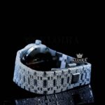 Black Arabic Numerals White Dial Full Iced Out Moissanite Diamond Watch Bracelet View