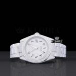 Black Arabic Numerals White Dial Fully Iced Out Moissanite Watch