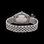 Black Arabic Numerals White Gold Iced Out Moissanite Diamond Watch Caseback View
