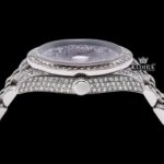 Black Arabic Numerals White Gold Iced Out Moissanite Diamond Watch Crown View