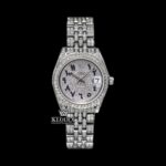 Black Arabic Numerals White Gold Iced Out Moissanite Diamond Watch