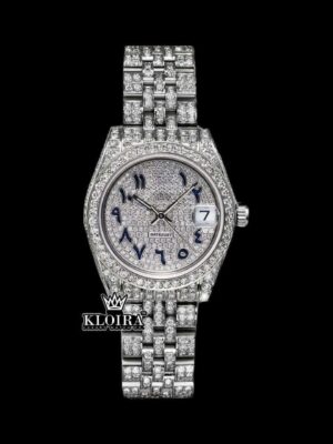 Black Arabic Numerals White Gold Iced Out Moissanite Diamond Watch