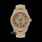 Black Arabic Numerals Yellow Dial Bust Down Moissanite Diamond Watch