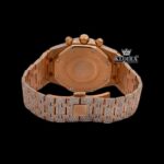 Black Chronograph Dial Fully Iced Out Rose Gold Lab Grown Diamond Watch Caseback View