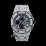 Black Dial Standard Numerals Chronograph Iced Out Moissanite Watch