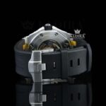 Black Dial AP White Stick Markers Semi Iced Out Moissanite Watch Strap View