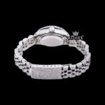 Black Dial Date Display Fully Iced Out Moissanite Diamond Watch Caseback View
