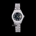 Black Dial Date Display Fully Iced Out Moissanite Diamond Watch