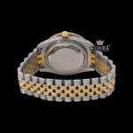 Black Dial Roman Numerals Two Tone Yellow Gold Iced Out Moissanite Watch Caseback View