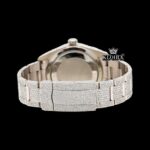 Black Dual Time Dial Stick Markers Two Tone Moissanite Watch Caseback View