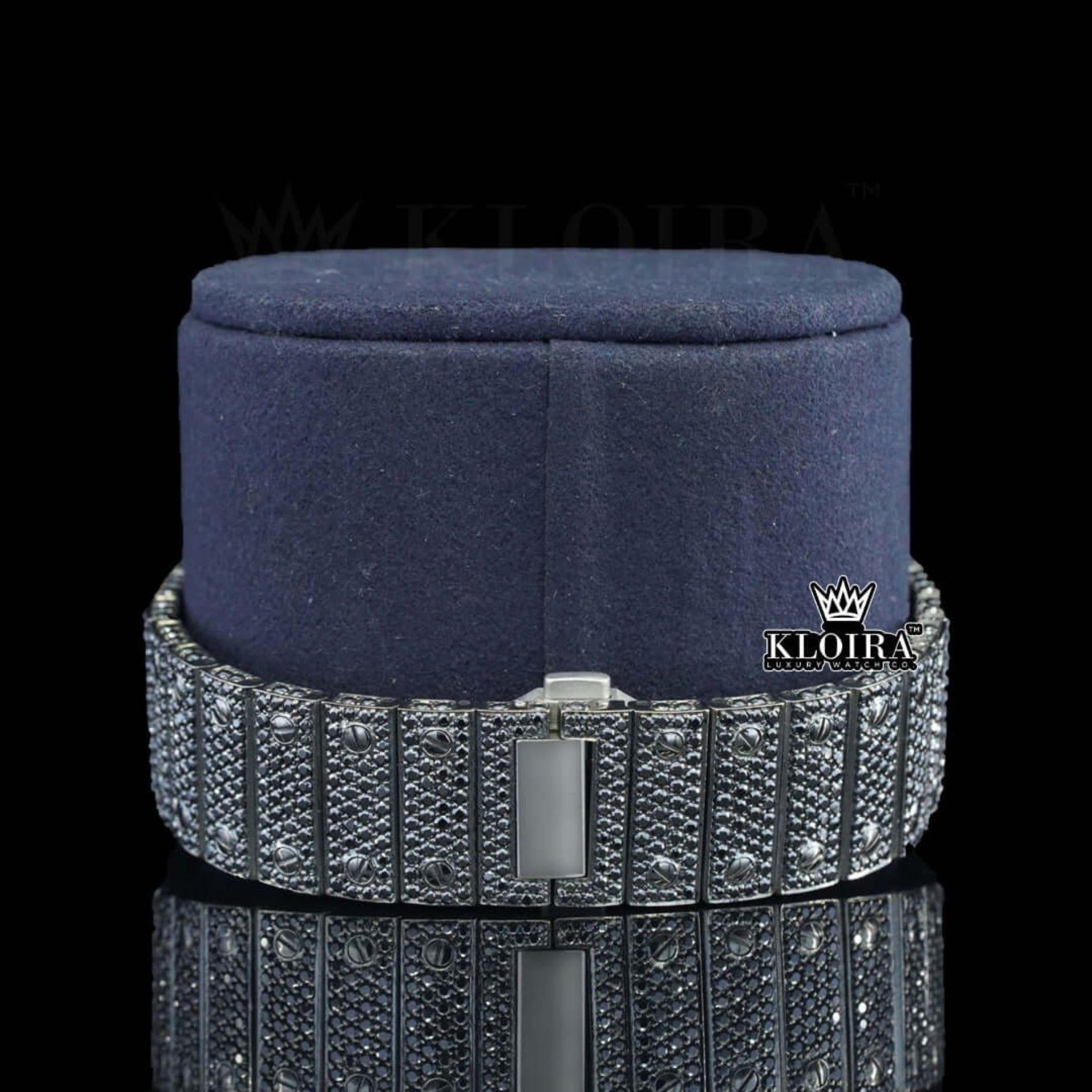 Black Moissanite Cartier Watch Back Strap View