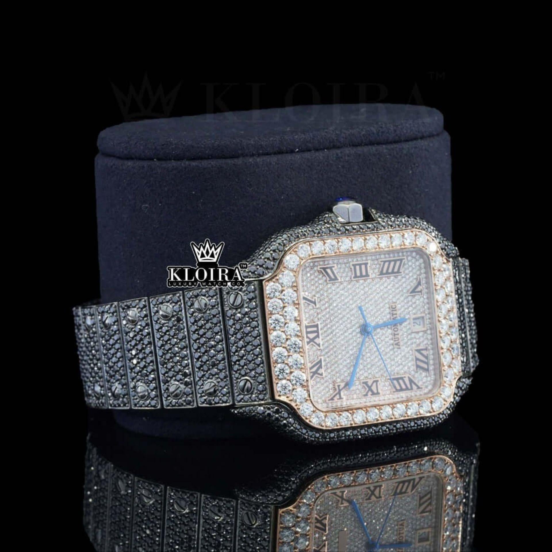 Black Moissanite Cartier Watch Right Side Bracelet View