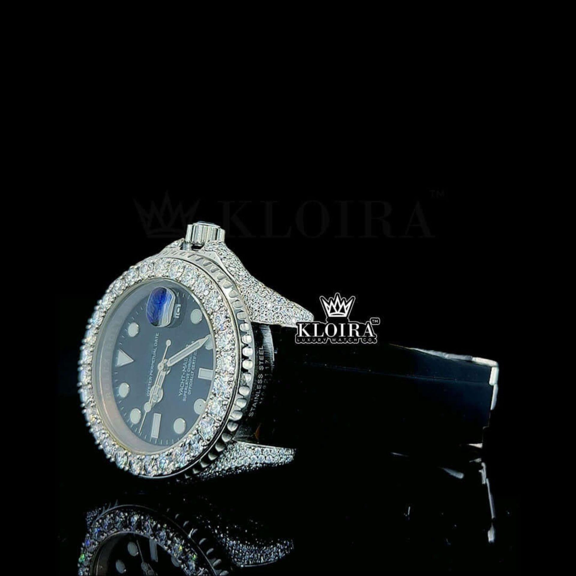 Black Moissanite Rolex Watch Left Side View