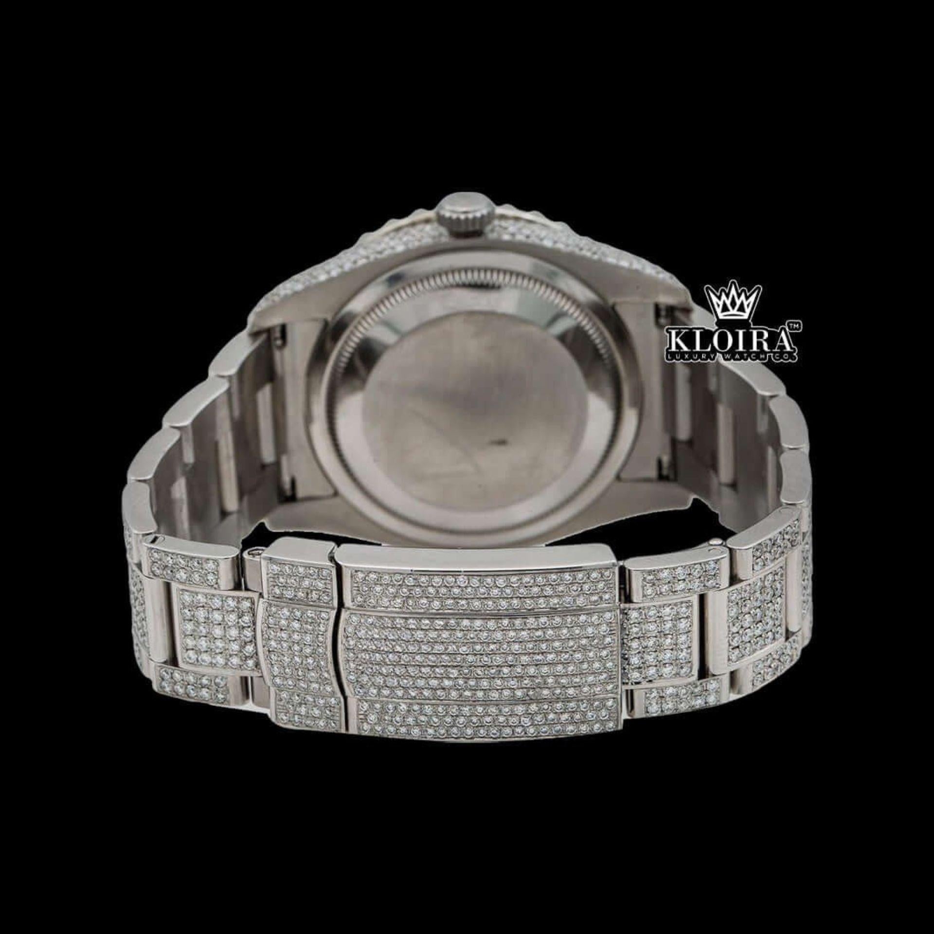 Black Pearl Dial Roman Numerals Fully Iced Out Moissanite Watch Caseback View