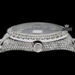 Black Pearl Dial Roman Numerals Fully Iced Out Moissanite Watch Crown View
