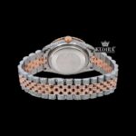 Black Roman Dial Two Tone Diamond Link Strap Moissanite Watch Caseback View