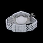 Black Roman Numeral Full Iced Out White Dial Moissanite Diamond Watch Caseback View